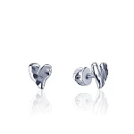 Серебряные пусеты в форме миниатюрных сердечек MIESTILO 