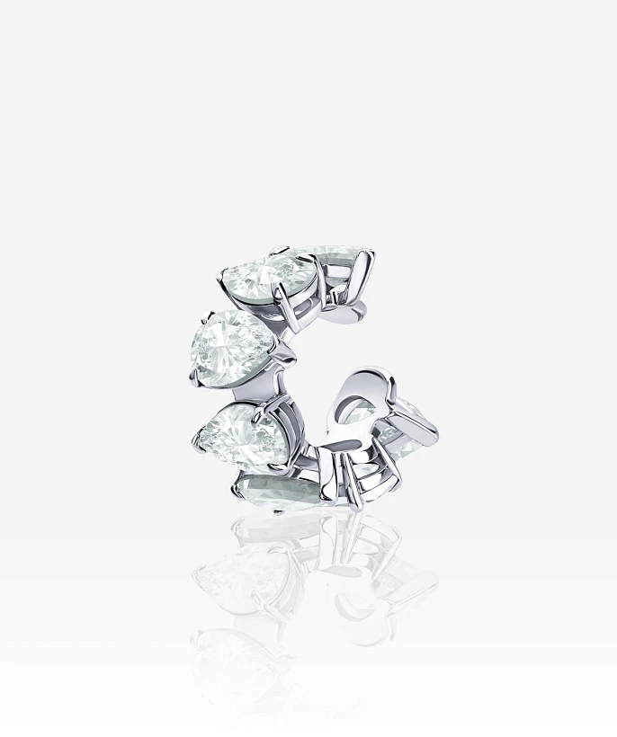 Серебряный кафф ЭРОС с горным хрусталем