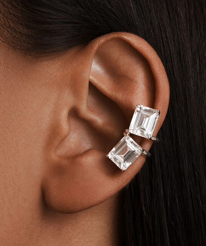 Серебряный крупный кафф A LA RUSSE с фианитами