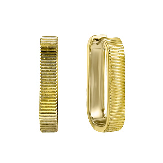 Серебряные серьги-кольца без вставок в покрытии желтое золото с фактурной поверхностью  Miestilo