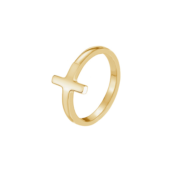 Позолоченное кольцо с крестом из серебра Miestilo
